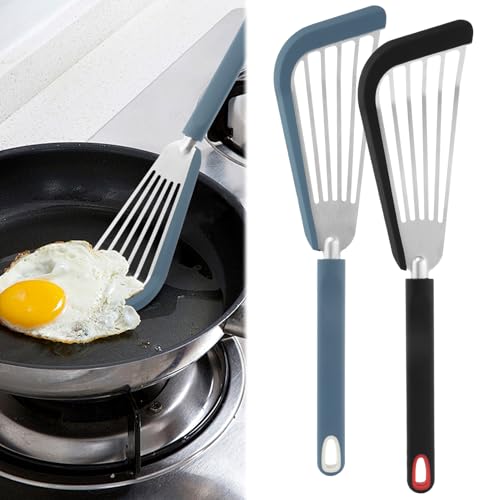 Waylenbo Fish Spatula Turner Set of 2 - Silicone Edge & Slotted Design