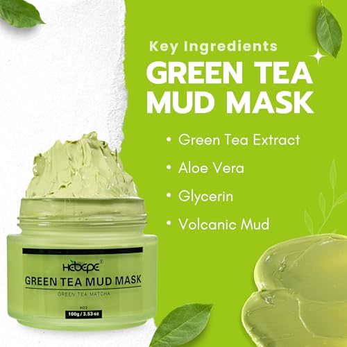 Matcha Green Tea Mud Mask with Volcanic Clay - 3.53 Oz