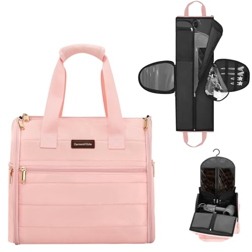 Wig Storage Bag for 3 Wigs - Pink Travel Organizer Case 12.6x9.8in