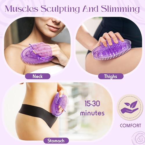 Purple 2 Pcs Magnetic Meridian Massage Brush for Full Body, Acupuncture, Relaxation