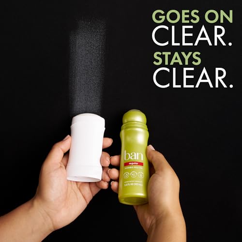 Ban Invisible Roll-On Antiperspirant Deodorant, 24-Hour Odor Protection, 3.5 oz, 2-Pack