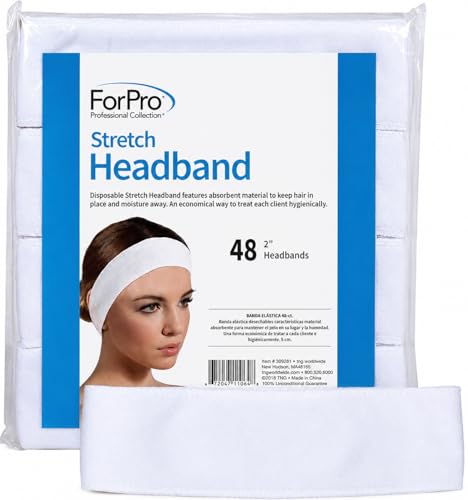 ForPro Stretch Headbands - Disposable Moisture Absorbent, 48 Count