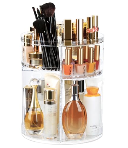 AMEITECH 360° Rotating Makeup Organizer with 8 Layers & Brush Holder