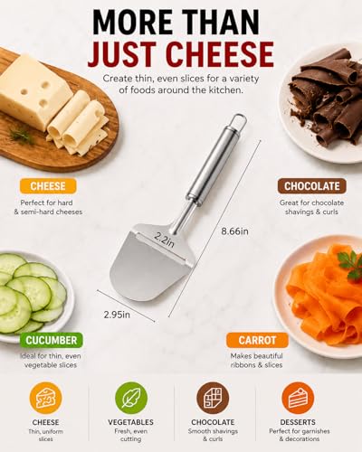 Stainless Steel Handheld Cheese Slicer for Hard Cheese