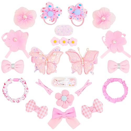 26pcs Kids Hair Clips and Bands Set - Cute Butterfly Hairpins