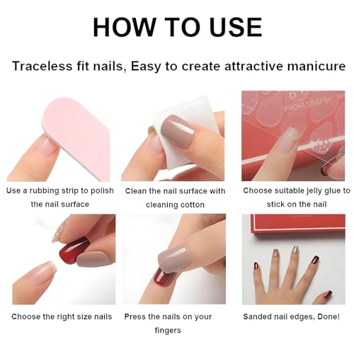 Gold Almond Press On Nails with White French Tips - 24 Pcs Set