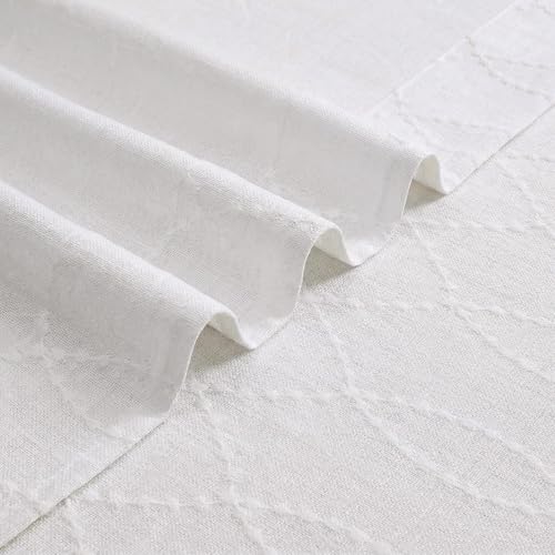 Chyhomenyc 24-Inch Faux Linen Cafe Curtains - 2 Panels, 3D Wave Line Design