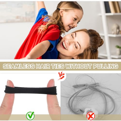 100 Pcs Seamless Nylon Hair Ties for Thick Hair - Durable & Stretchy