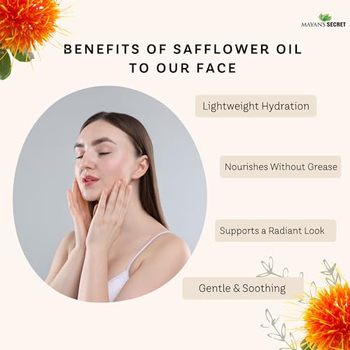 Organic Safflower Oil for Skin & Hair - High Oleic, Cold-Pressed, 100% Pure, Non-GMO, Vitamin E Rich, 4 oz