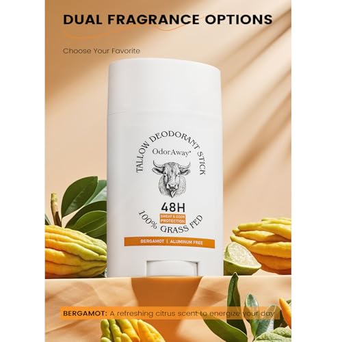 Aluminum-Free Tallow Deodorant Stick, Bergamot Scent, 2.65 oz (Pack of 2)