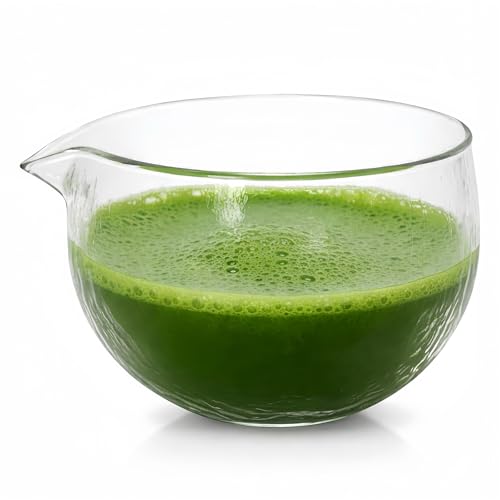 Premium Clear Textured Glass Matcha Bowl with Spout - 15oz