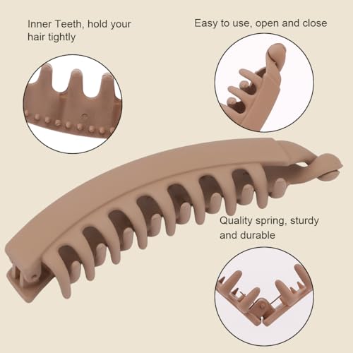6PCS Matte Banana Hair Clips for Strong Hold Ponytails
