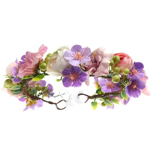 Funsveta Adjustable Flower Crown for Girls - Silk Floral Headpiece