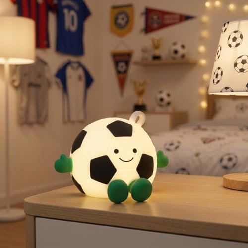 QANYI Mini Soccer Lamp - Rechargeable Silicone Night Light with 7 Colors & Hanging Rope