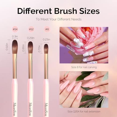MelodySusie 3-Piece Acrylic Nail Brush Set for 3D Carving