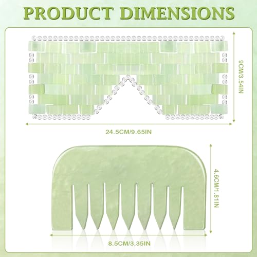 Jade Eye Mask and Comb Set for Relaxation, Wrinkle & Migraine Relief