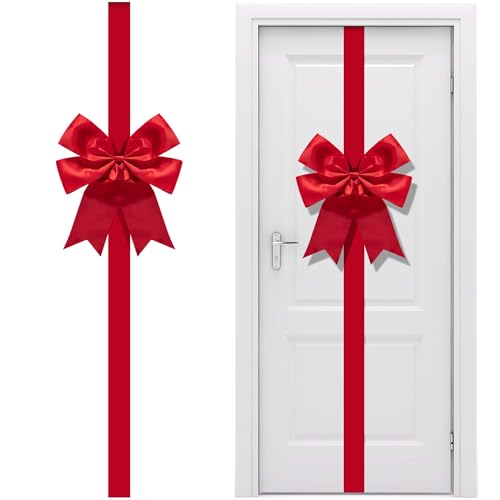 14 Ft Large Red Christmas Door Bow - Adjustable Holiday Decor