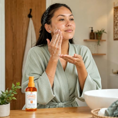 Turmeric Facial Cleanser with Vitamin C - Brightening Face Wash for All Skin Types
