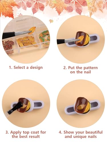 Maple Leaves Nail Art Sequins - 3D Fall Stickers, 2 Boxes