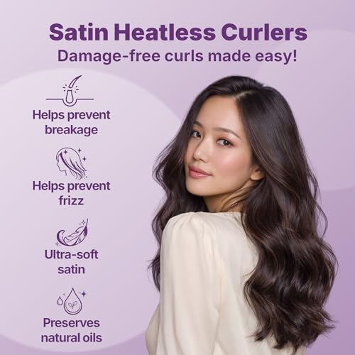 Goody Satin Heatless Hair Curler with 4 Rods for Damage-Free Curls