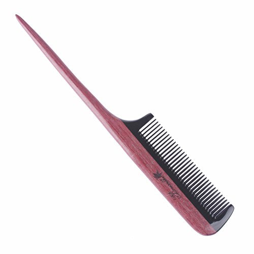 Breezelike Handmade Rat Tail Hair Comb, Purpleheart Wood & Buffalo Horn