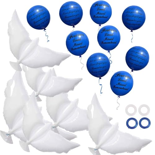 Blue Memorial Balloons & Dove Balloons for Funeral Remembrance