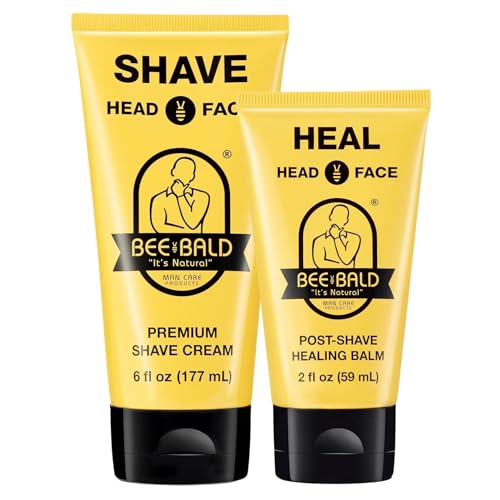 Bee Bald 2-Piece Shave and Heal Set: Premium Shaving Cream & Aftershave Balm