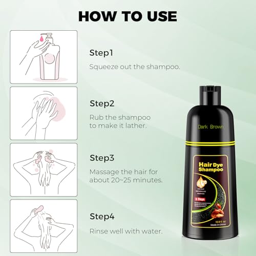 Dark Brown Hair Dye Shampoo 3-in-1 for Gray Coverage - KAISASA