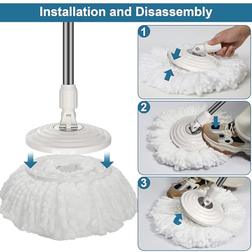 3-Pack RinseWise Microfiber Mop Head Refills for Easy Cleaning