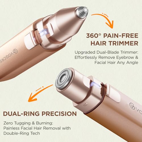 VG VOGCREST Gold 2-in-1 Rechargeable Facial Hair Remover & Eyebrow Trimmer