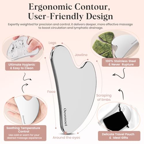 Stainless Steel Gua Sha Tool for Lymphatic Drainage & Facial Contouring