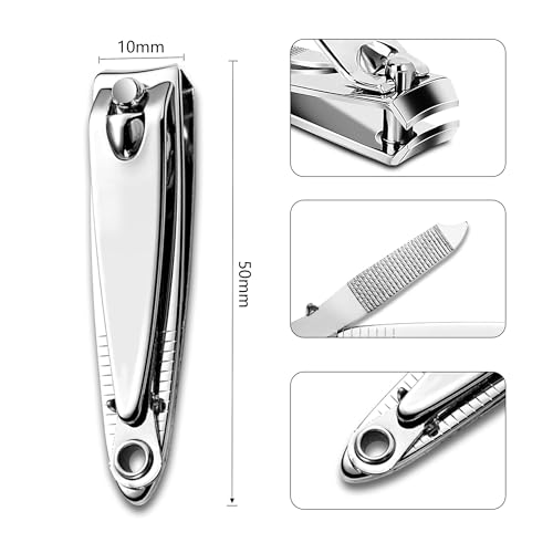 10-Pack Stainless Steel Nail Clippers with File for Men & Women