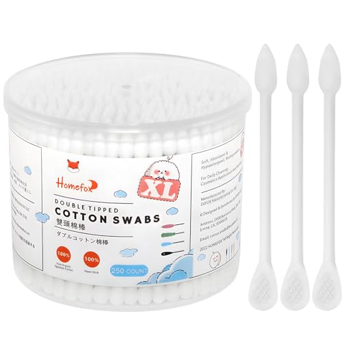 Organic Cotton Swabs - 250 Count Precision Flat & Pointed Tips