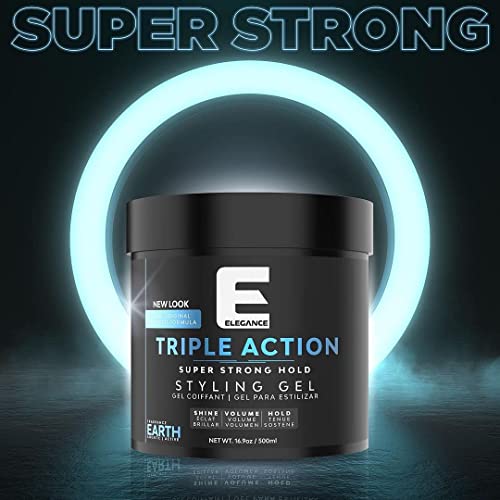 E Elegance Earth Hair Gel for Men & Women - 33.8 oz - Super Strong Hold & Extreme Volume