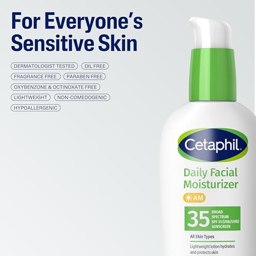 Cetaphil Daily Facial Moisturizer SPF 35 - Lightweight, Fragrance-Free Lotion for Sensitive Skin