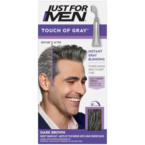 Just For Men Touch of Gray Hair Color Kit Dark Brown T-45 - Pack of 2 with Comb Applicator