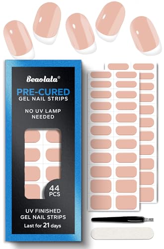 Beaolata Nude Blush Real Gel Nail Strips - 44Pcs Long Lasting