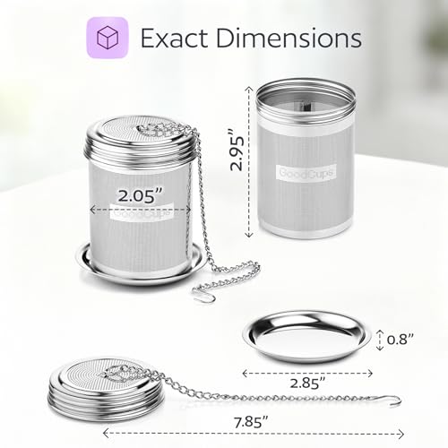 Stainless Steel Tea Infuser with Lid & Chain Hook - Medium Size