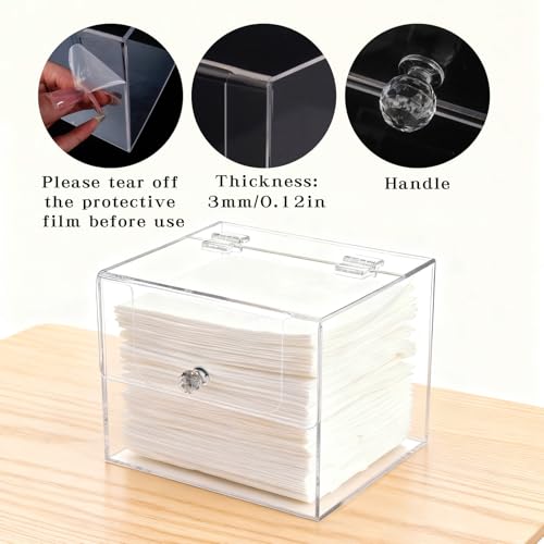 Clear Acrylic Face Towel Holder with Lid - Disposable Towel Dispenser