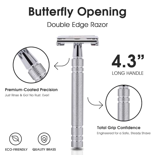 Keropy Gloss Silver Double Edge Safety Razor for Men