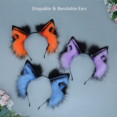 Fxaelian Cosplay Fox Wolf Bear Cat Dog Ears Headband Hair Accessory - Orange