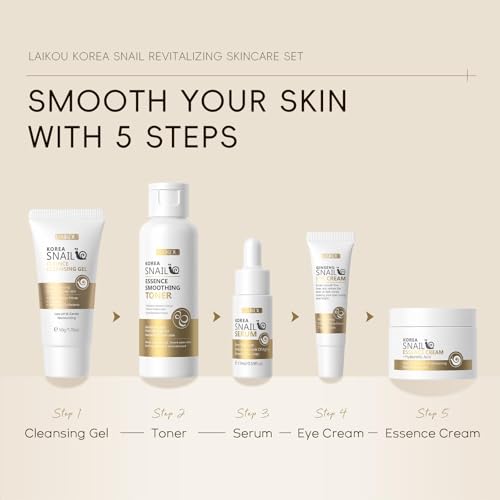 LAIKOU Korean Snail Skin Care Set - 5-Piece Routine for Women