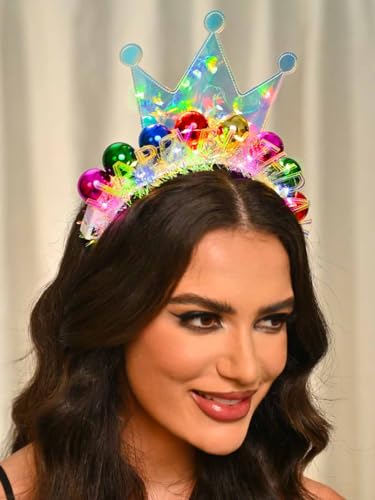 DRESBE Blue Colorful LED Birthday Headband - Light Up Hair Accessory