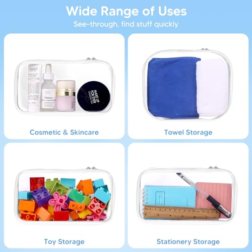 BOBOKA 3PCS White Clear Zipper Storage Cases - Portable Cosmetic & Toy Organizer