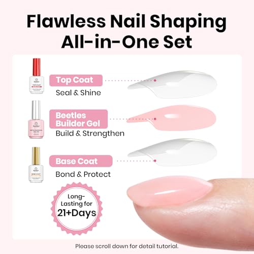 Beetles HEMA-Free Builder Nail Gel Kit - 4pcs Nude Pink Set