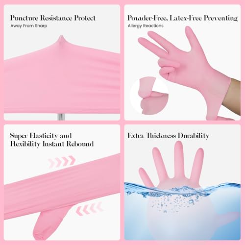 Kids Pink Nitrile Disposable Gloves - 5-Mil, 100Ct, Latex-Free