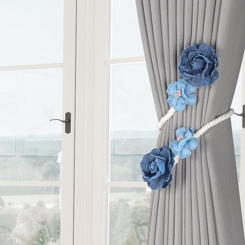 Meplait Boho Curtain Tiebacks - Set of 2 No-Drill Holdbacks for Drapes