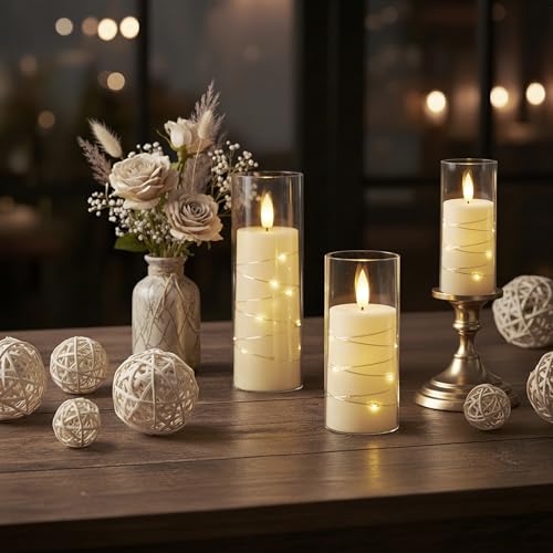 Raycare Flameless LED Pillar Candles Set with Remote Timer – Ivory