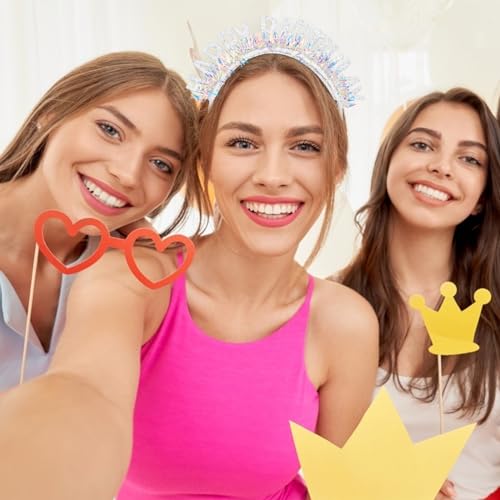 CIEHER Silver Birthday Crown Headband with Laser Sequins & Glitter Letters