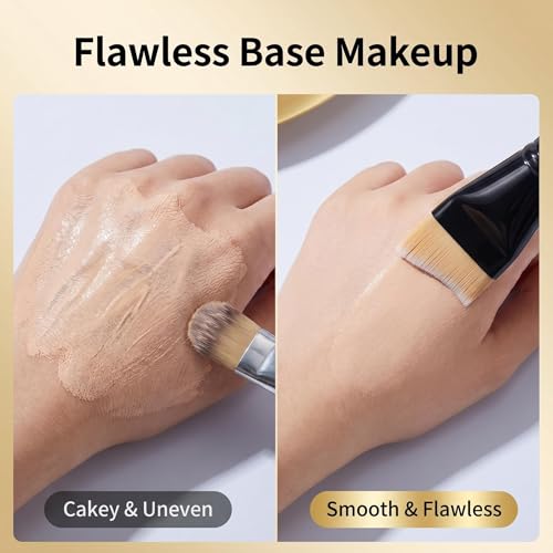 SEINGTOOM 2PCS Foundation Brush Set - Flat & Fishtail Makeup Brushes
